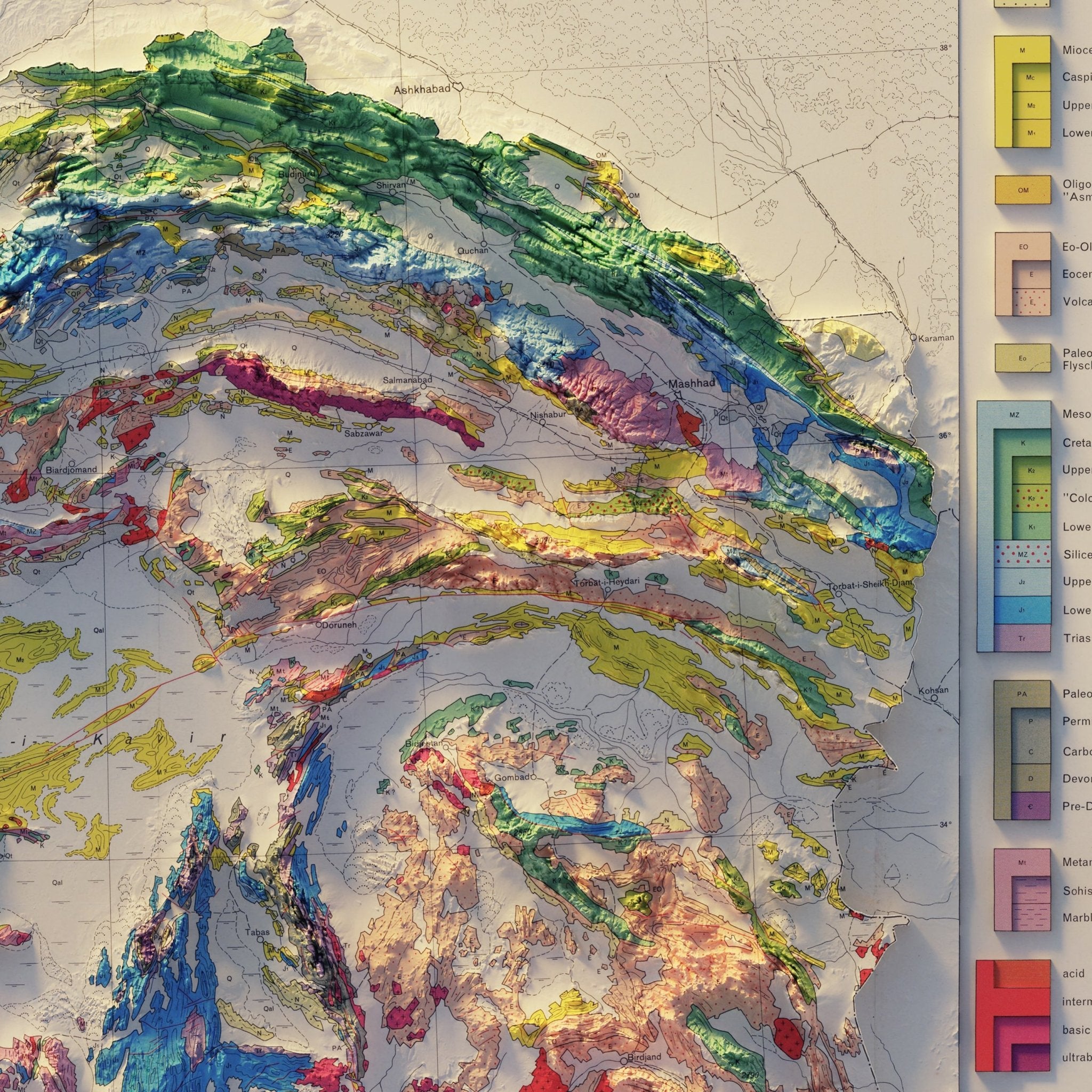 Iran 1957 Shaded Relief Map - Muir Way - Vintage Relief