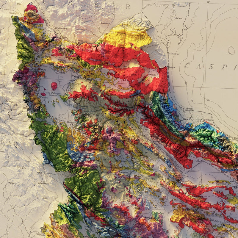 Iran 1957 Shaded Relief Map - Muir Way - Vintage Relief