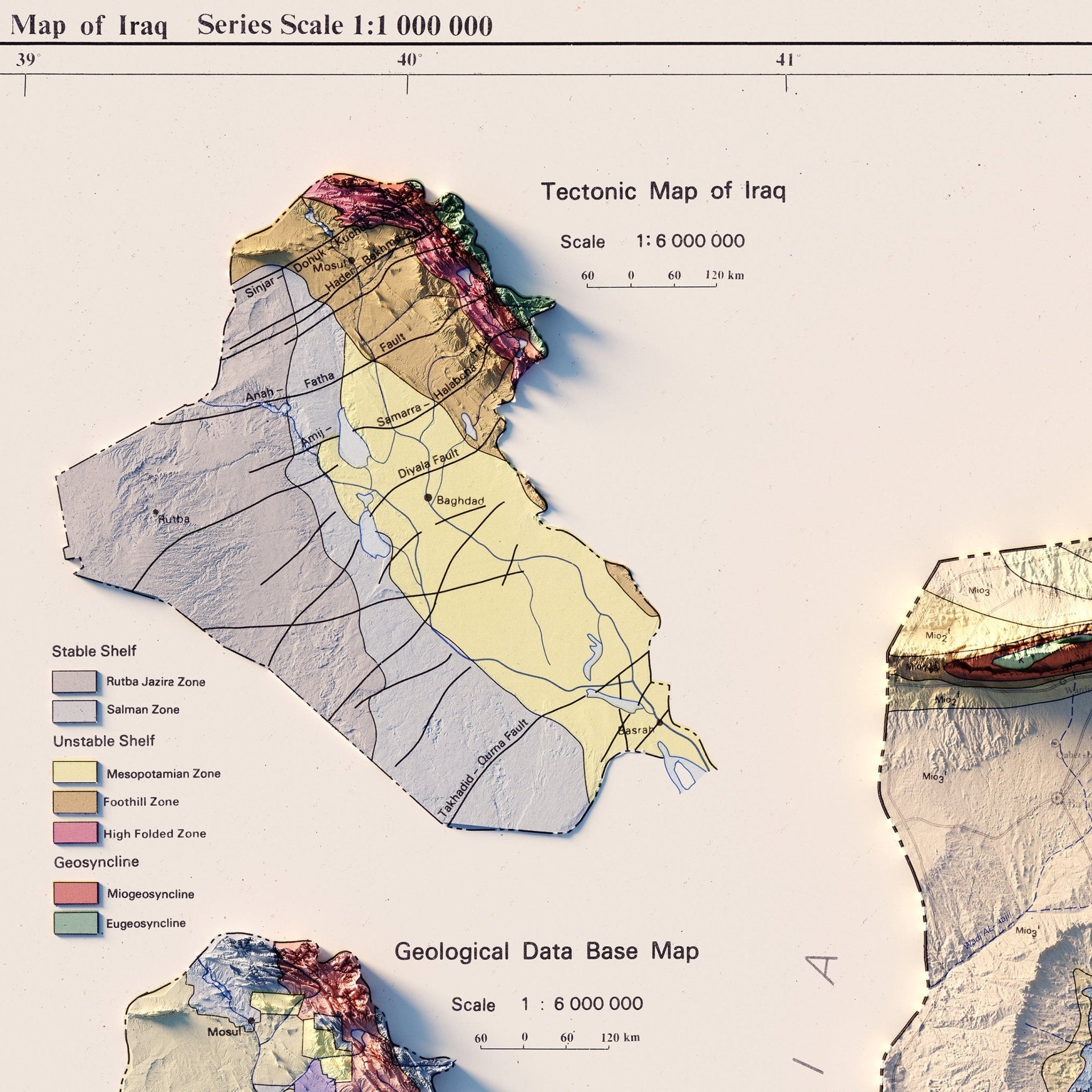Iraq 1986 Shaded Relief Map - Muir Way - Vintage Relief