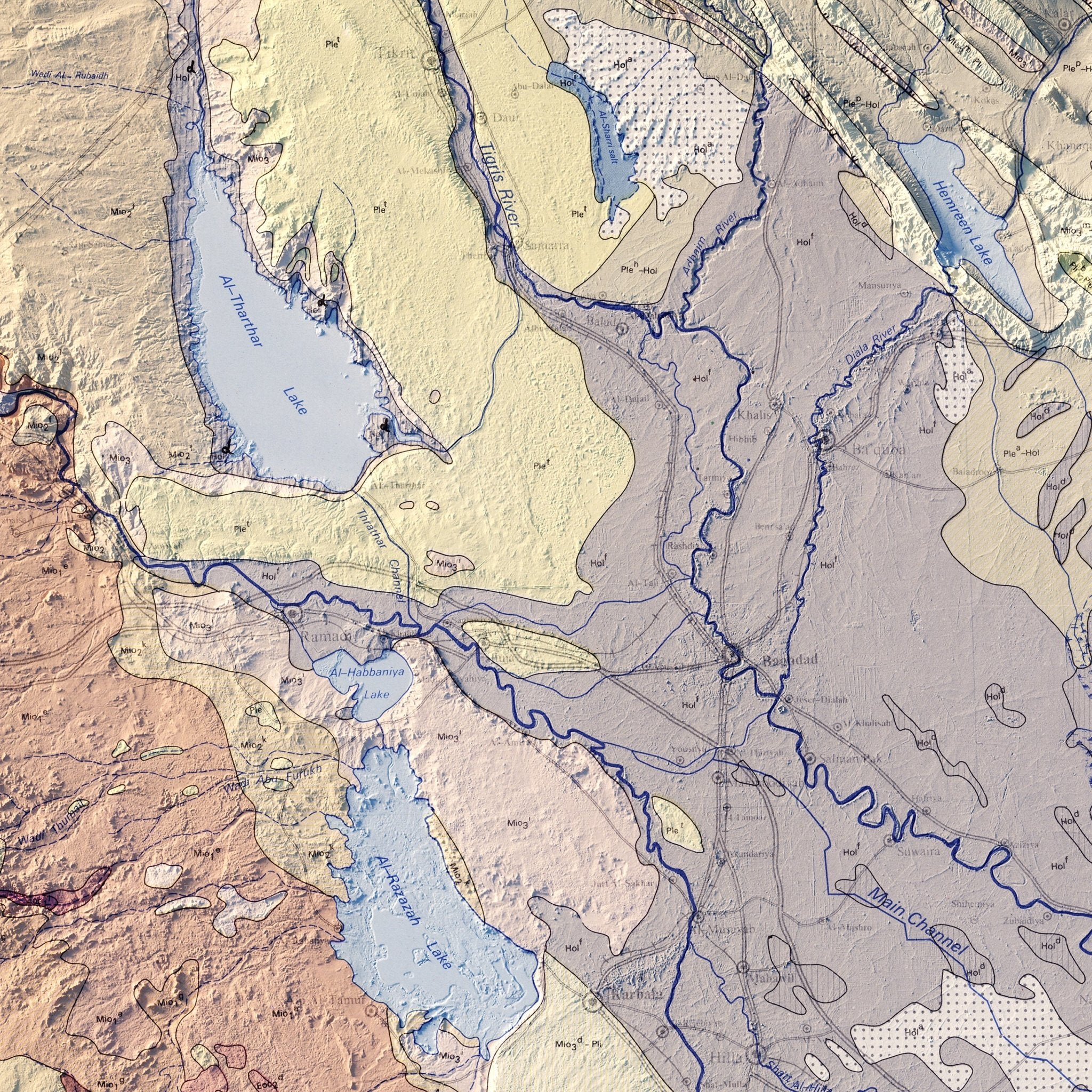 Iraq 1986 Shaded Relief Map - Muir Way - Vintage Relief