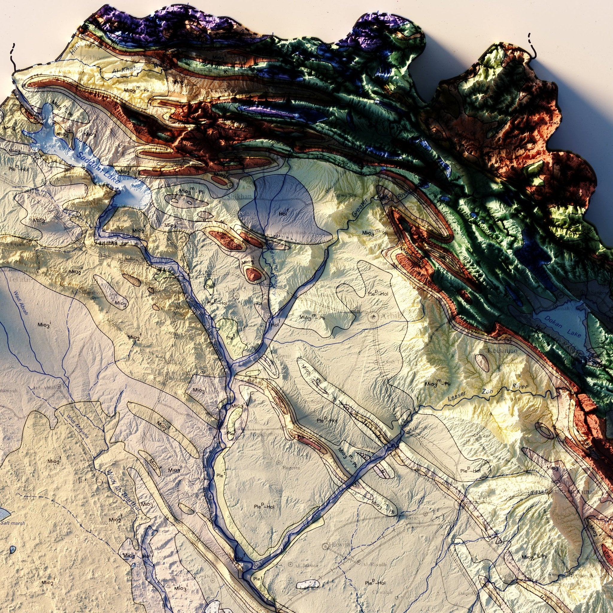 Iraq 1986 Shaded Relief Map - Muir Way - Vintage Relief
