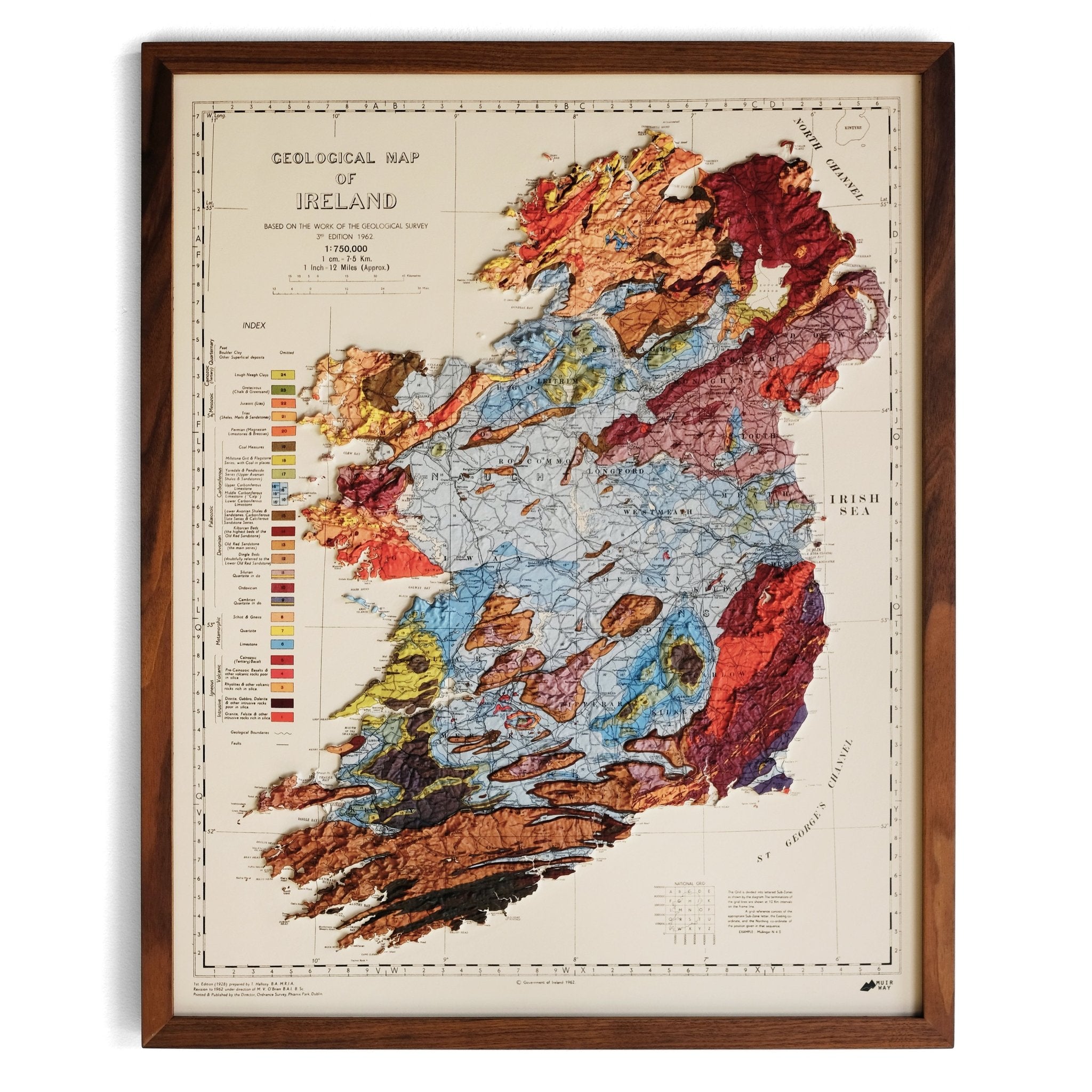 Ireland 1962 3D Raised Relief Map - Muir Way - 3D