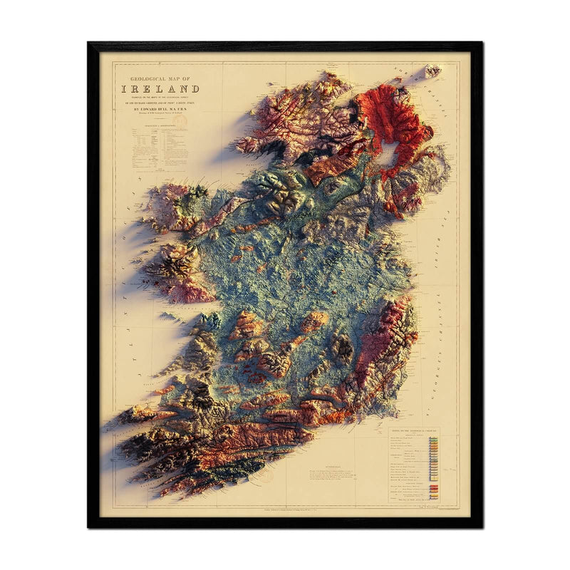 Ireland 1878 Shaded Relief Map - Muir Way - Vintage Relief