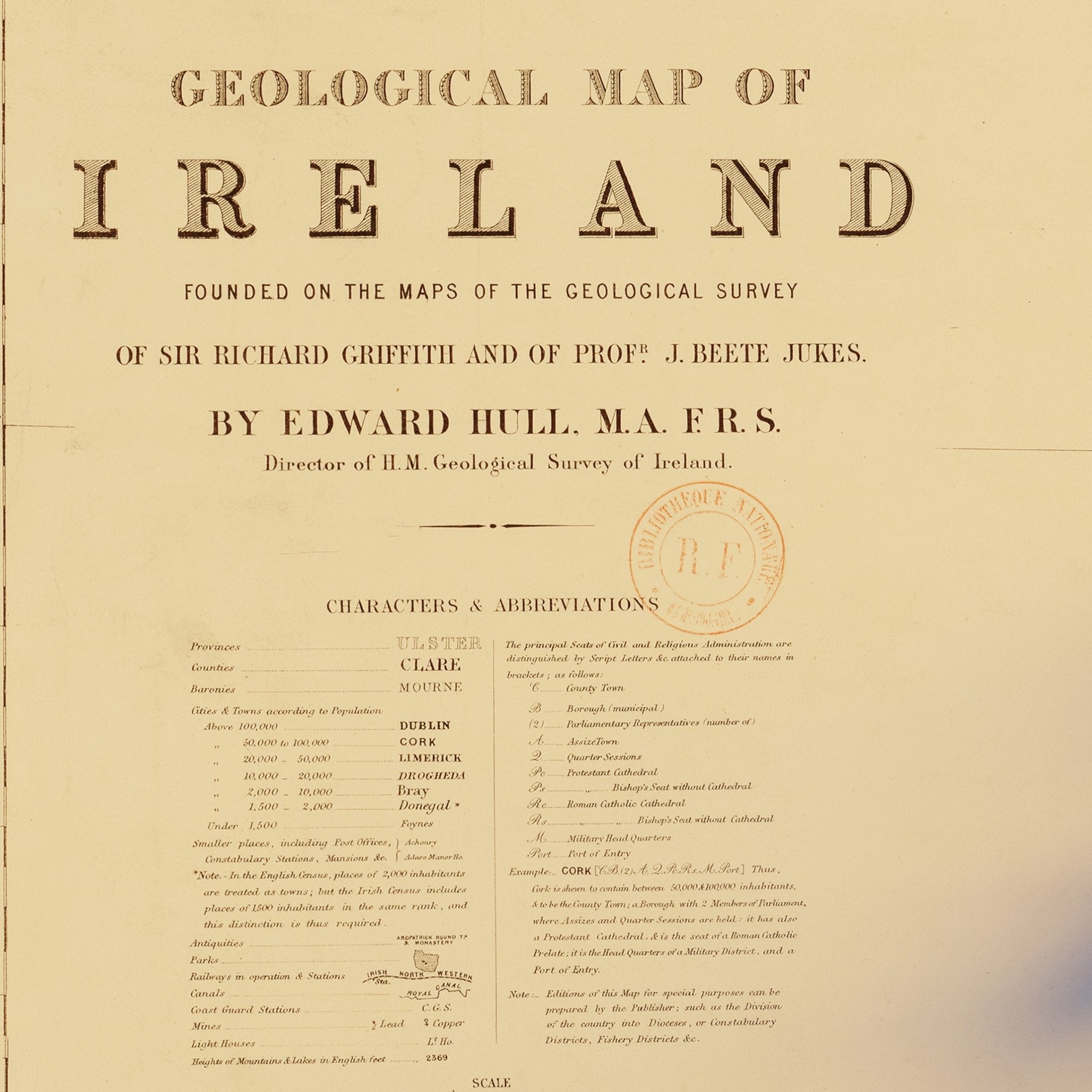 Ireland 1878 Shaded Relief Map - Muir Way - Vintage Relief