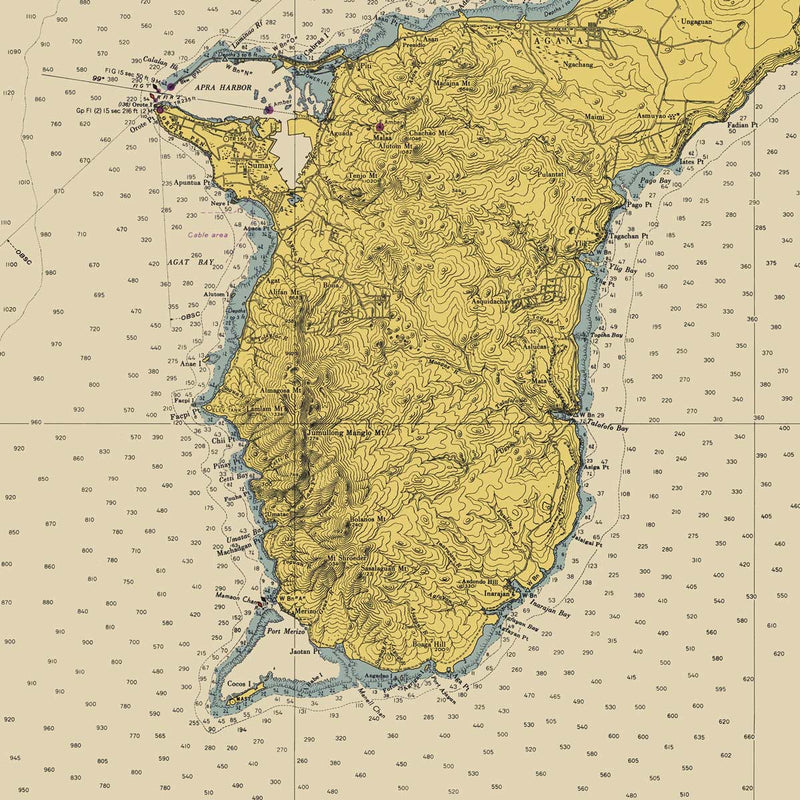 Guam Nautical Chart 1948 - Muir Way - Vintage Map