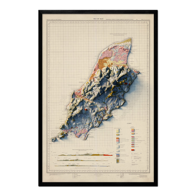 Isle of Man 1966 Shaded Relief Map - Muir Way - Vintage Relief