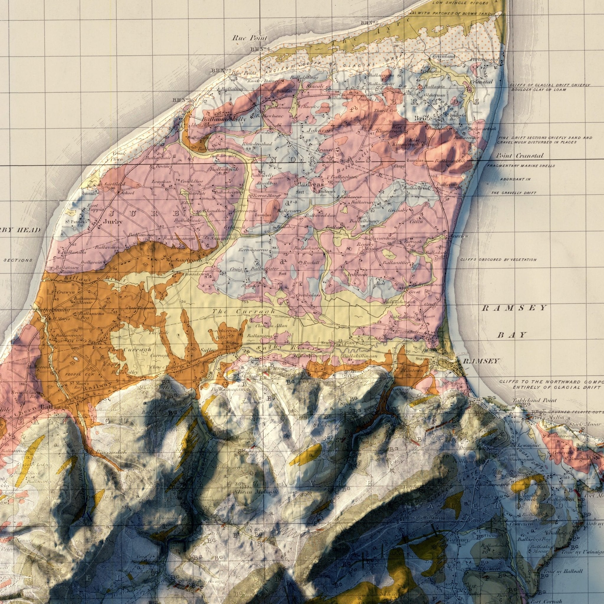 Isle of Man 1966 Shaded Relief Map - Muir Way - Vintage Relief