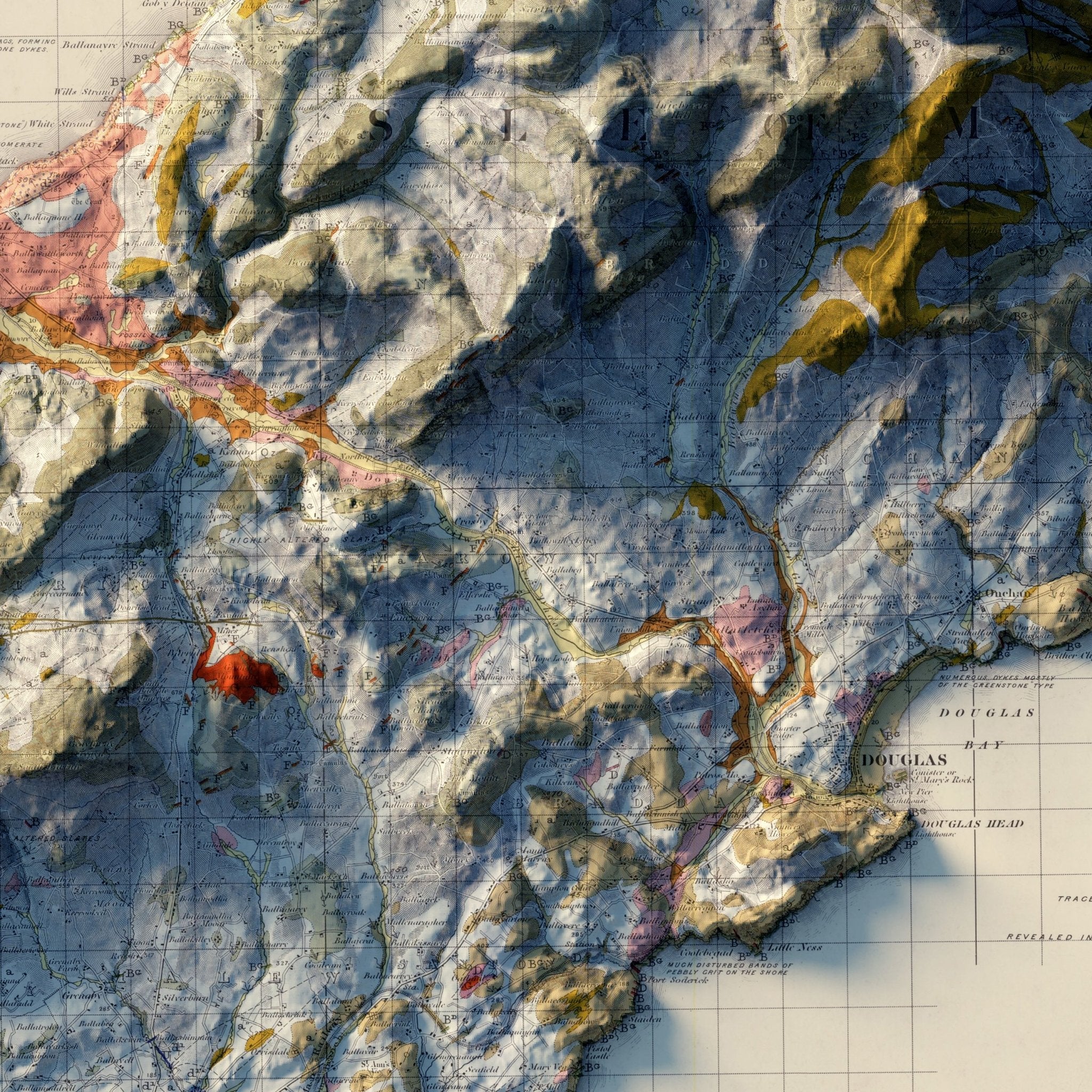 Isle of Man 1966 Shaded Relief Map - Muir Way - Vintage Relief