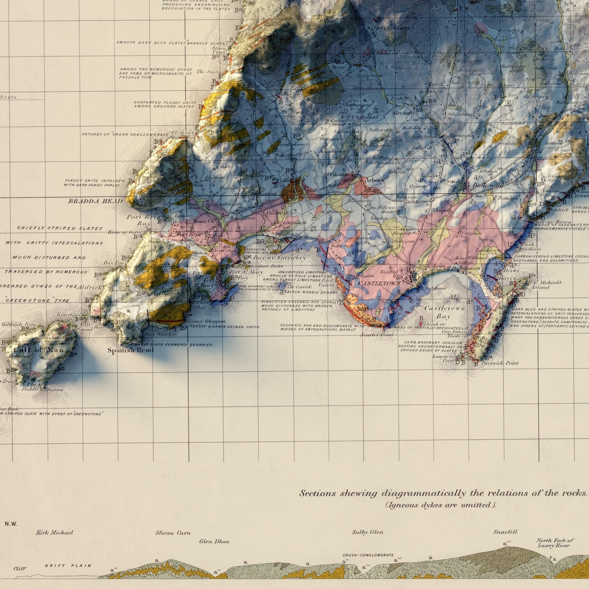 Isle of Man 1966 Shaded Relief Map - Muir Way - Vintage Relief