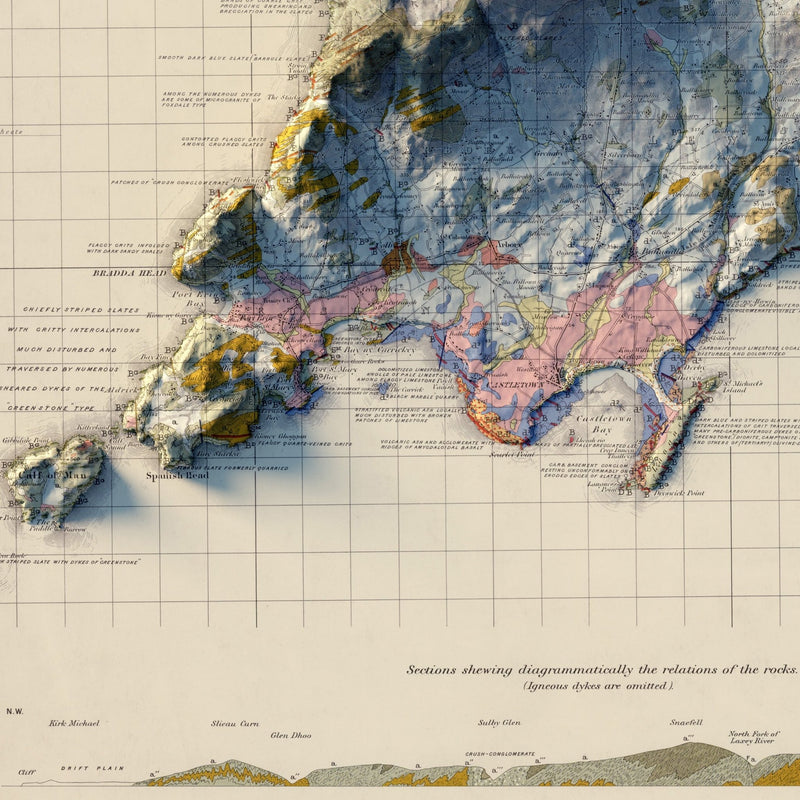 Isle of Man 1966 Shaded Relief Map - Muir Way - Vintage Relief