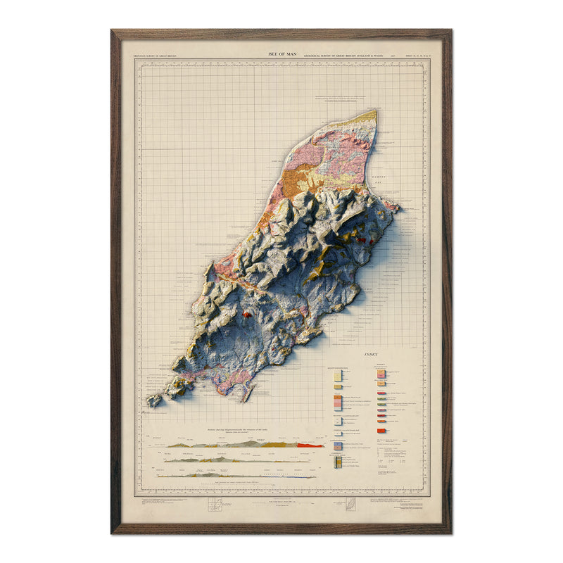 Isle of Man 1966 Shaded Relief Map - Muir Way - Vintage Relief