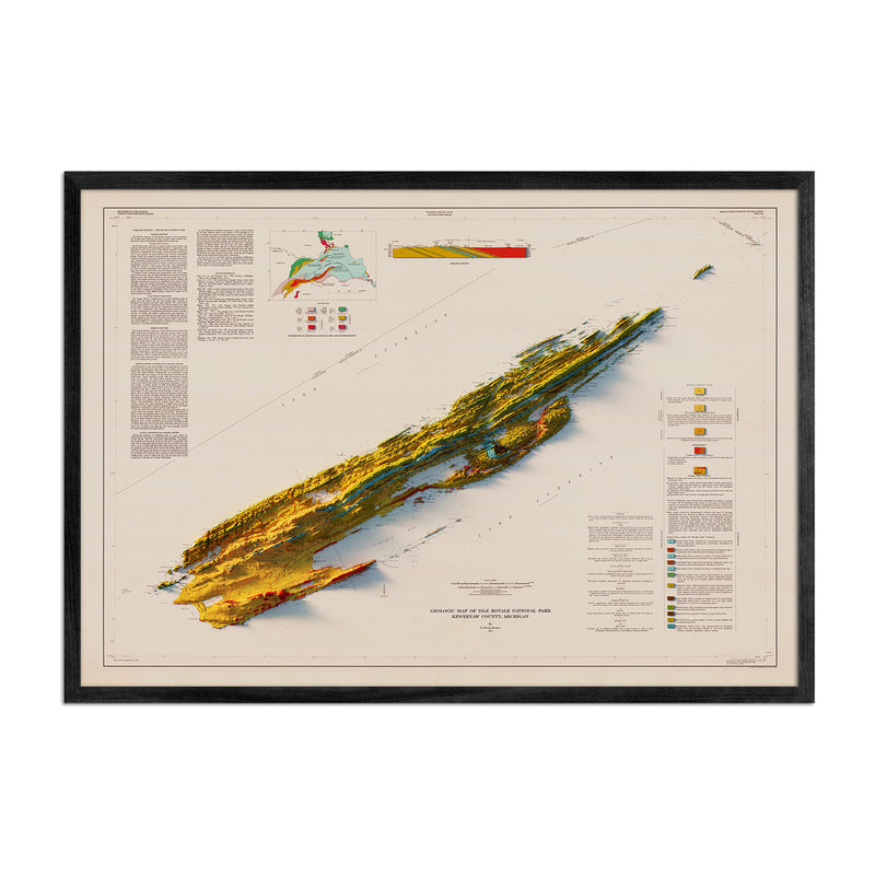 Isle Royale National Park 1973 Shaded Relief Map - Muir Way - Vintage Relief