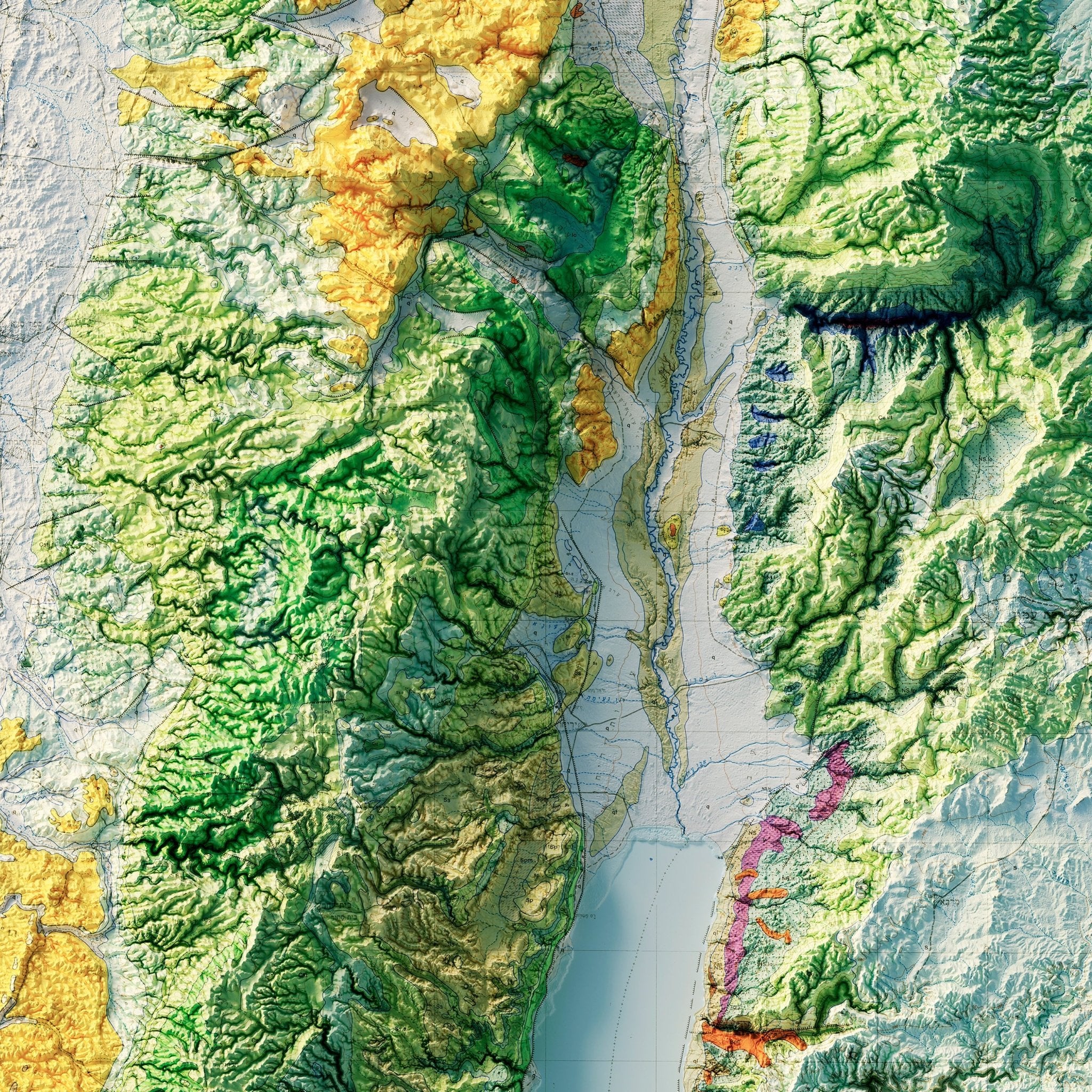Israel 1965 Shaded Relief Map - Muir Way - Vintage Relief