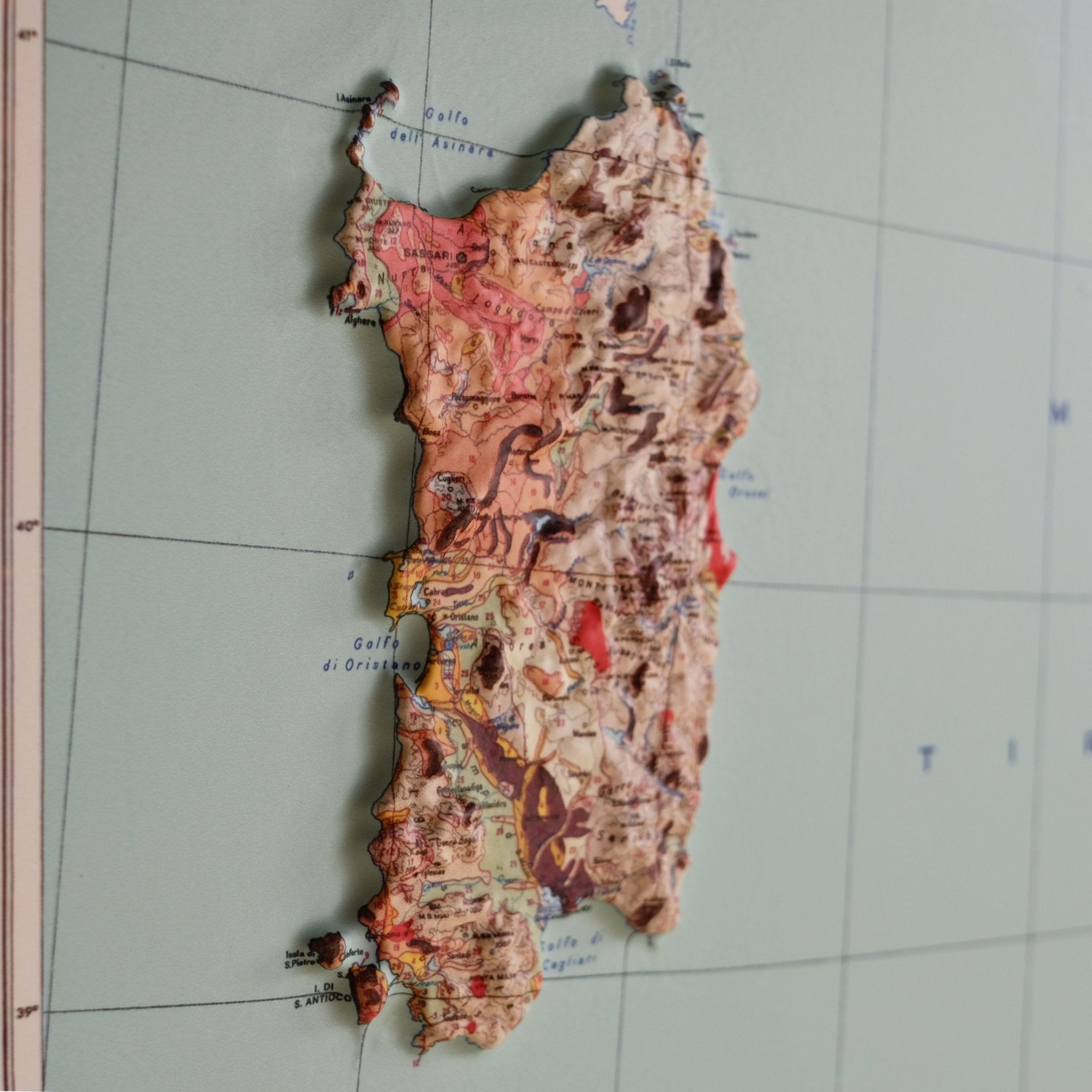 Italy 1966 3D Raised Relief Map - Muir Way - 3D