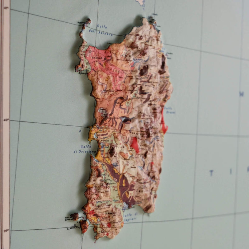 Italy 1966 3D Raised Relief Map - Muir Way - 3D