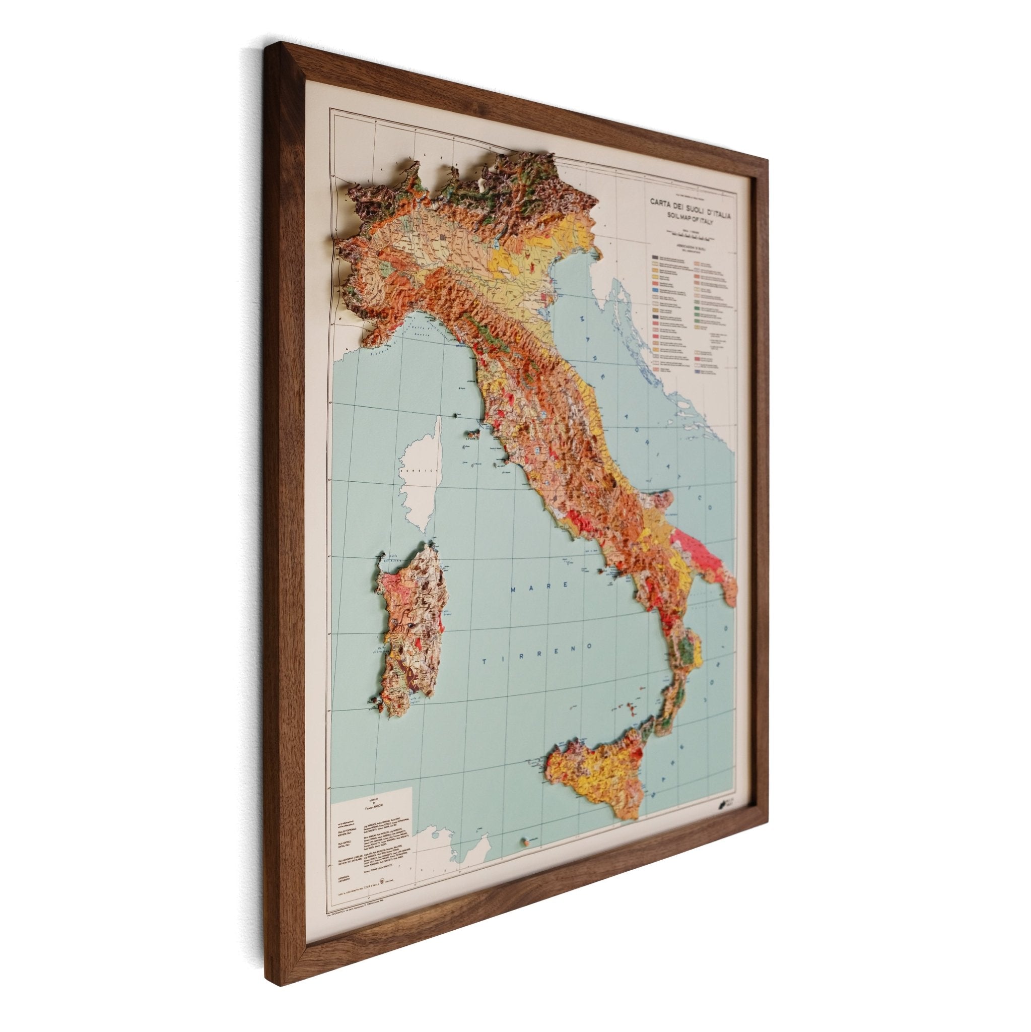 Italy 1966 3D Raised Relief Map - Muir Way - 3D