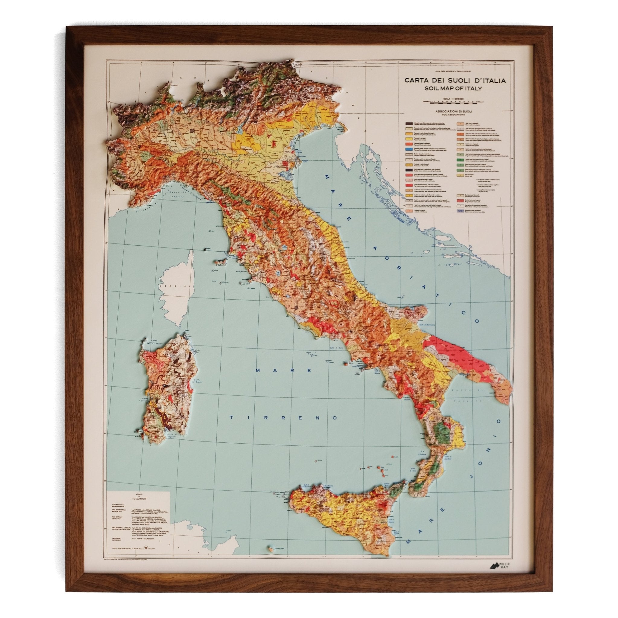 Italy 1966 3D Raised Relief Map - Muir Way - 3D