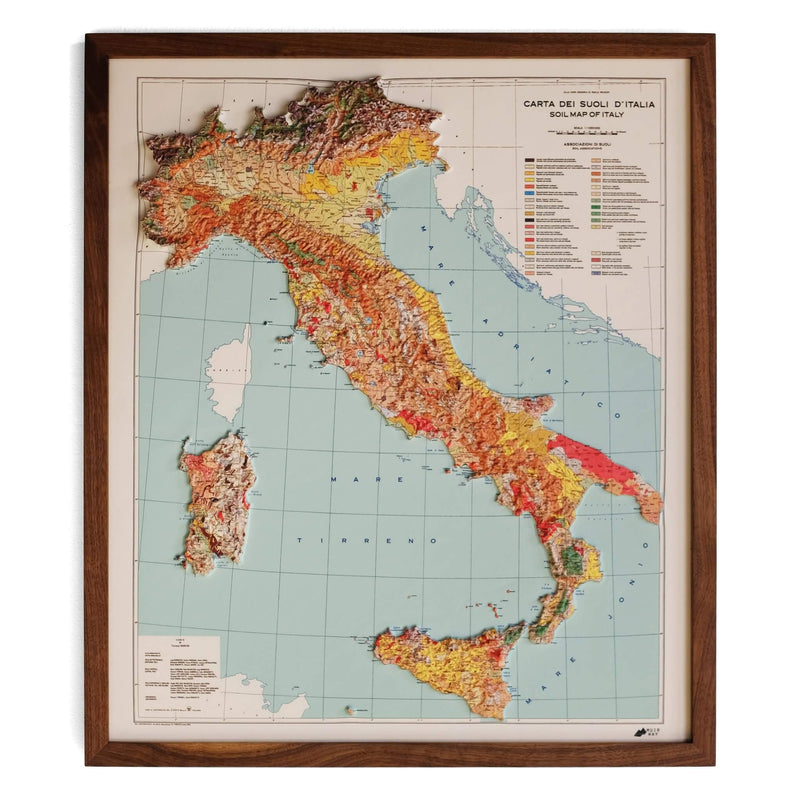 Italy 1966 3D Raised Relief Map - Muir Way - 3D