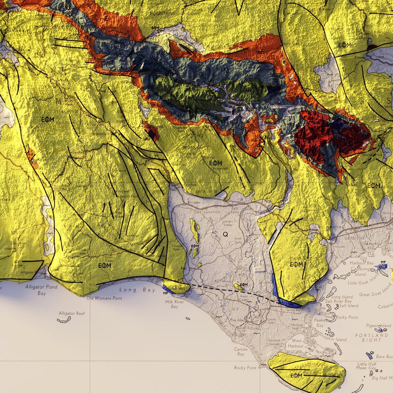 Jamaica 1958 Shaded Relief Map - Muir Way - Vintage Relief