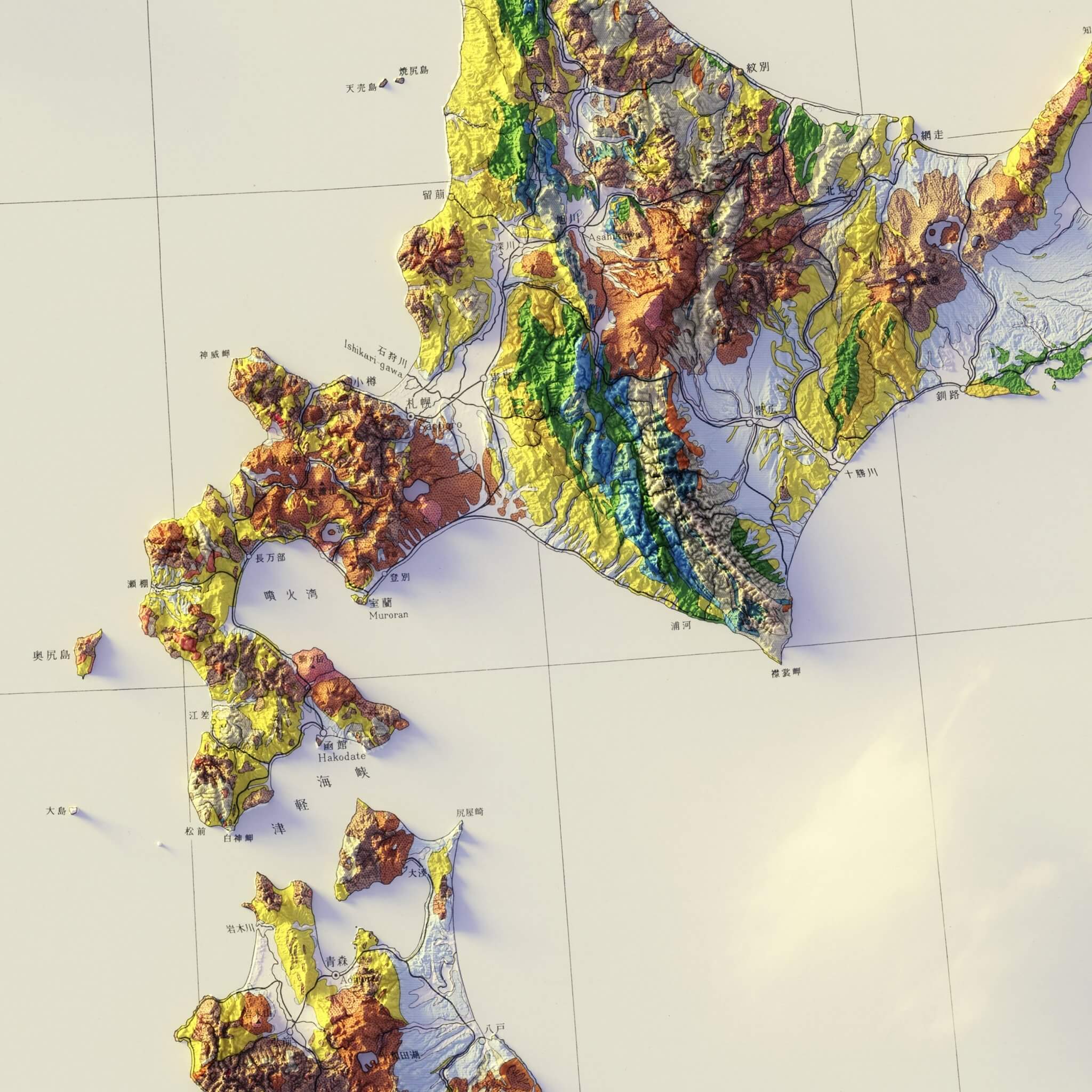 Japan 1956 Shaded Relief Map – Muir Way