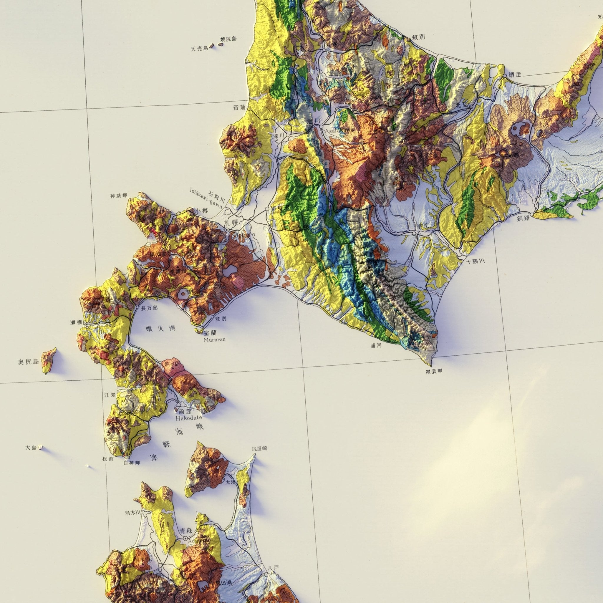 Japan 1956 Shaded Relief Map - Muir Way - Vintage Relief
