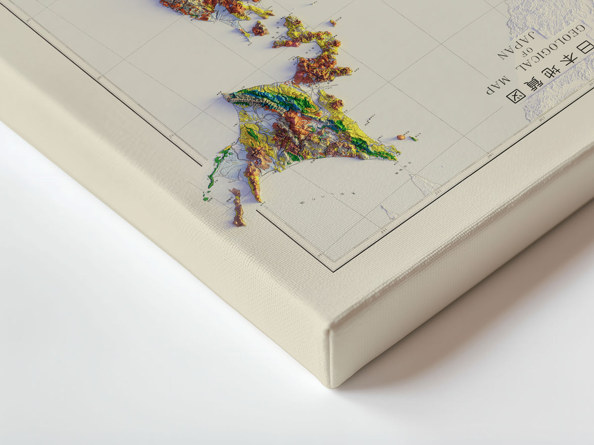 Japan 1956 Shaded Relief Map – XL Canvas - Muir Way - XL Canvas