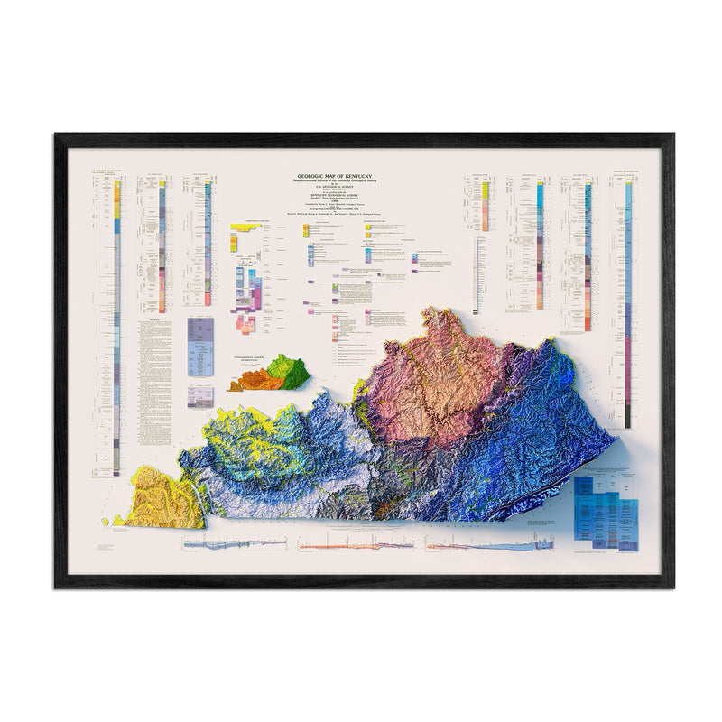 Kentucky 1988 Shaded Relief Map - Muir Way - Vintage Relief