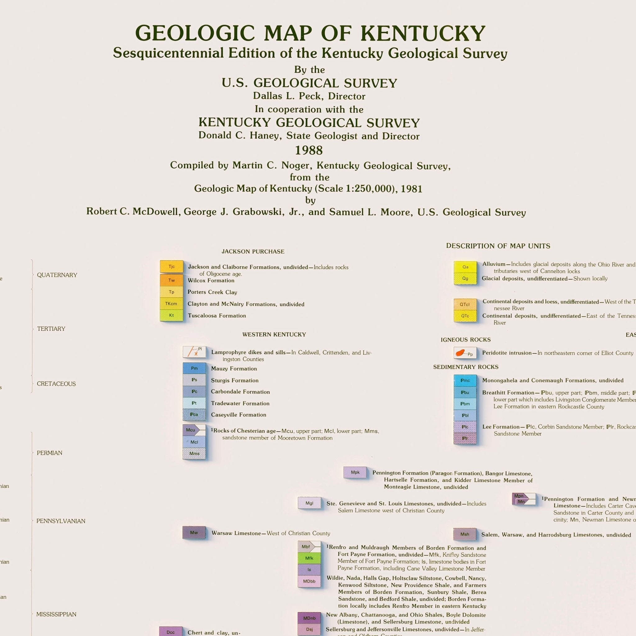 Kentucky 1988 Shaded Relief Map - Muir Way - Vintage Relief
