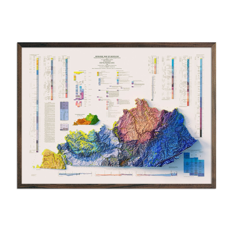 Kentucky 1988 Shaded Relief Map - Muir Way - Vintage Relief