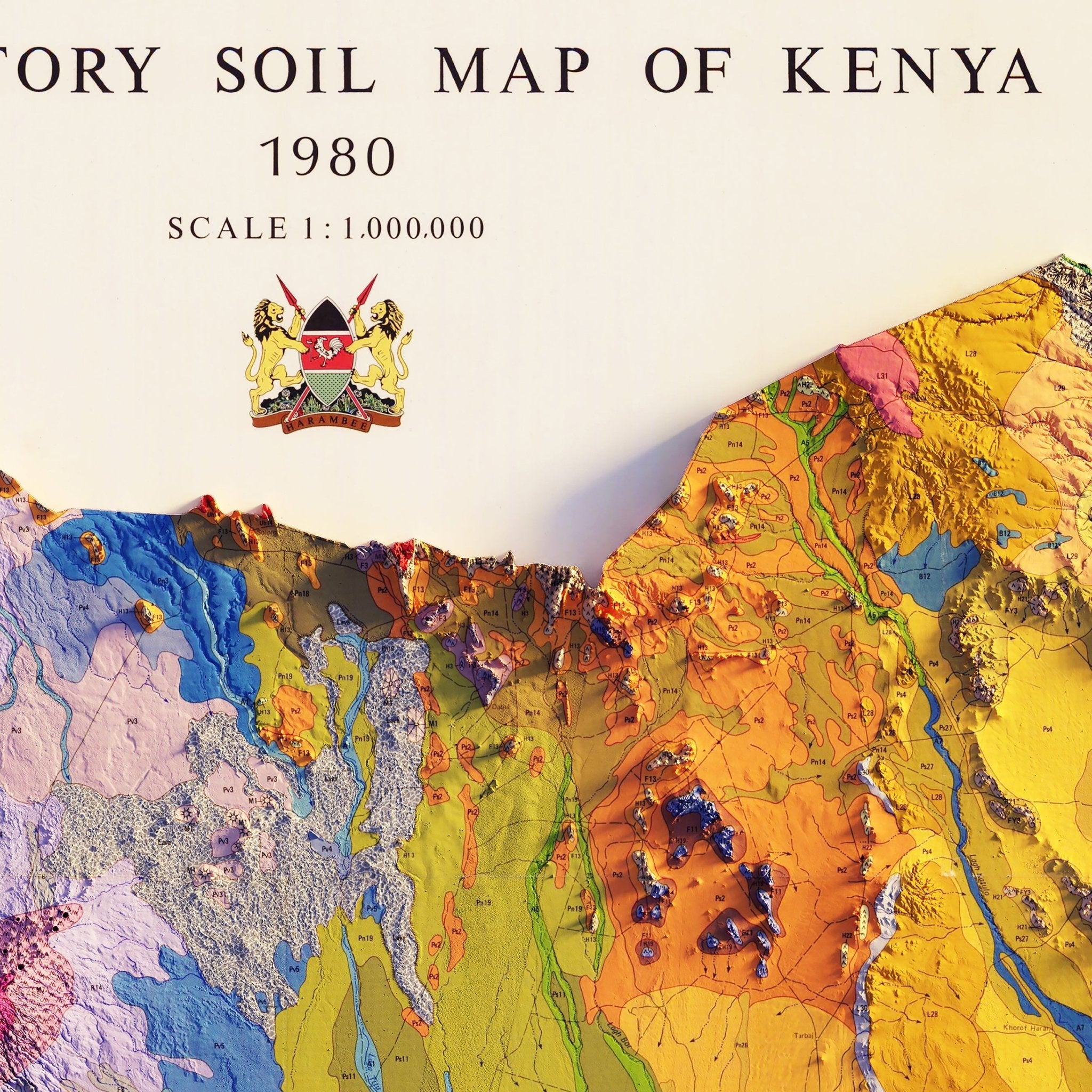 Kenya様 Enhanced Vintage Kenya Relief Map (1980) | Muir Way