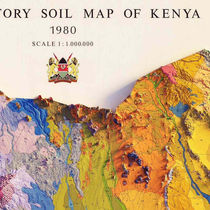 Kenya 1980 Shaded Relief Map - Muir Way - Vintage Relief