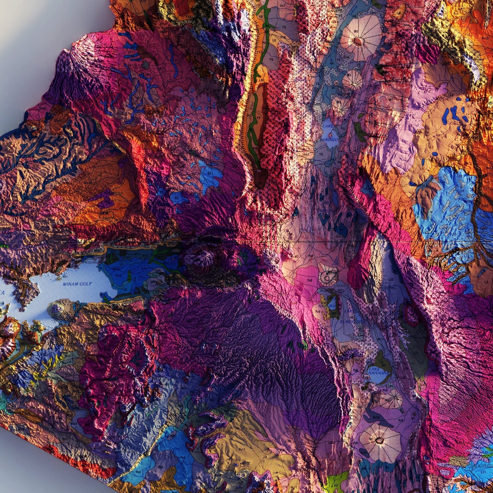 Kenya 1980 Shaded Relief Map - Muir Way - Vintage Relief