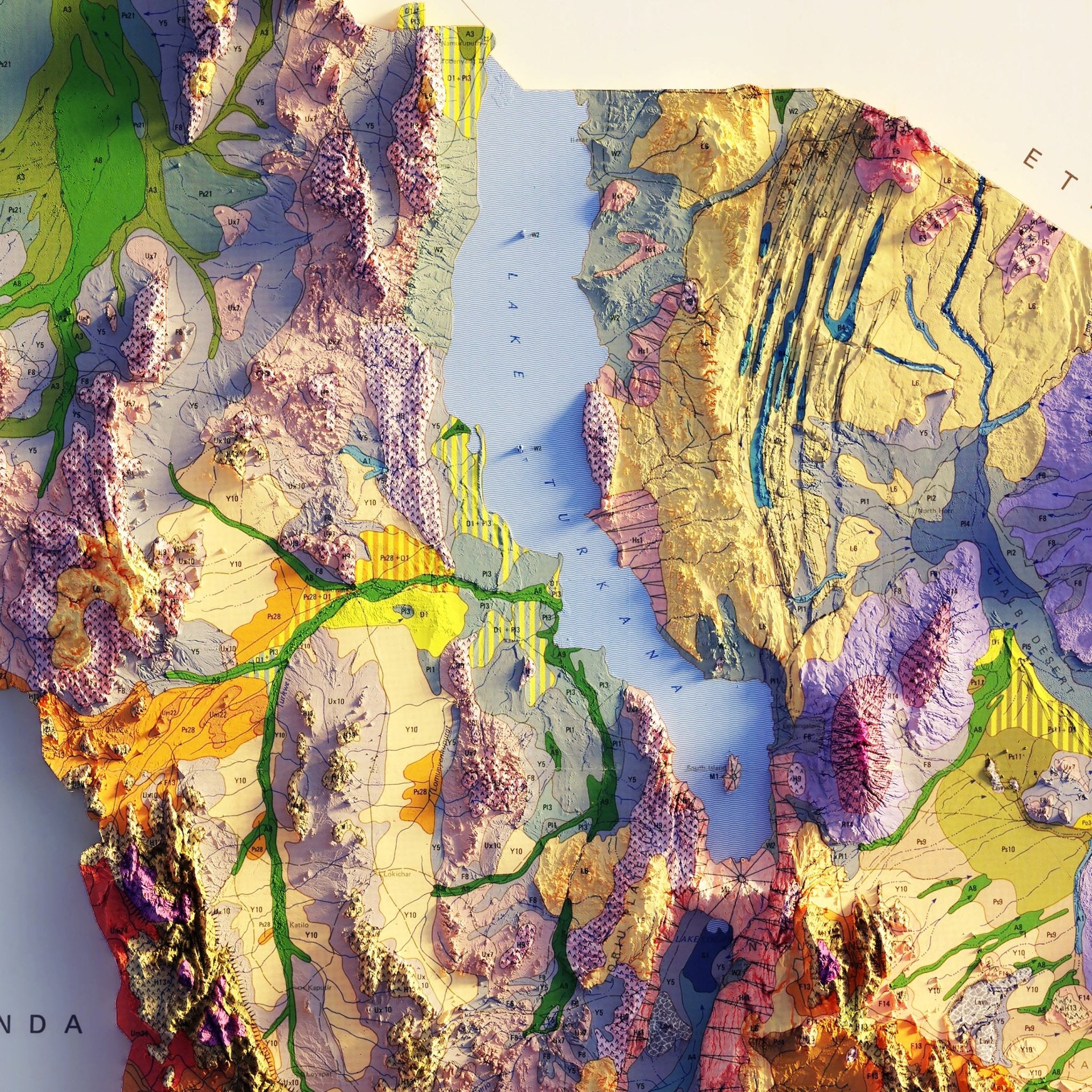 Kenya 1980 Shaded Relief Map - Muir Way - Vintage Relief