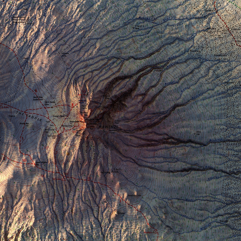 Kilimanjaro 1978 Shaded Relief Map - Muir Way - Vintage Relief