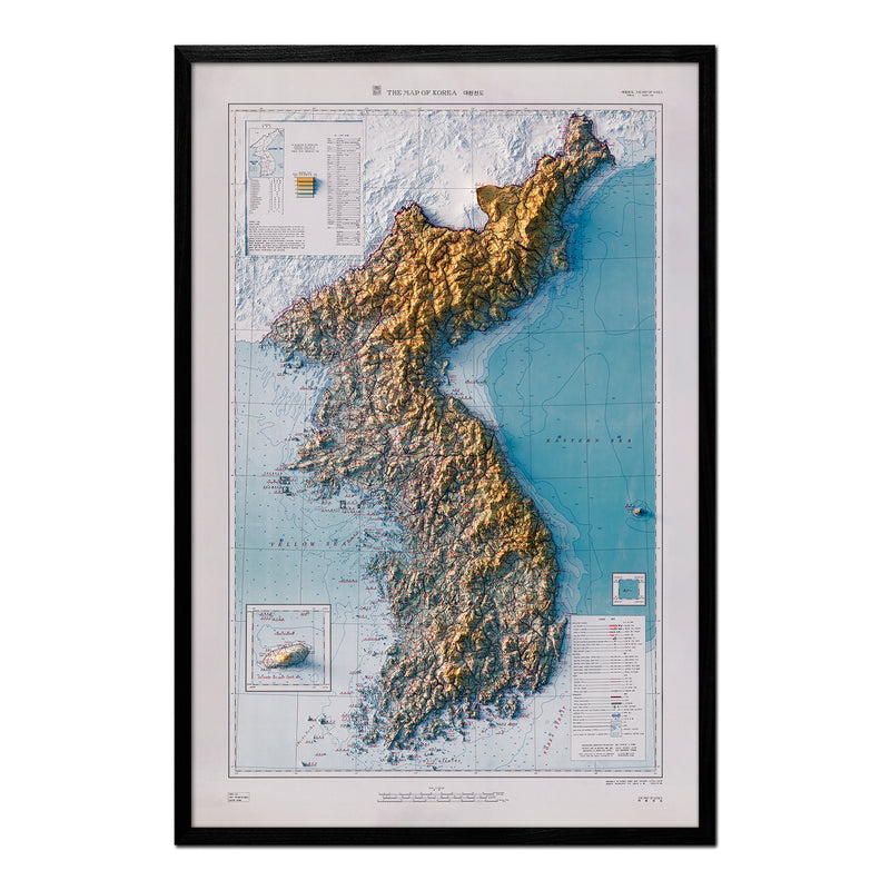 Korea 1966 Shaded Relief Map - Muir Way - Vintage Relief