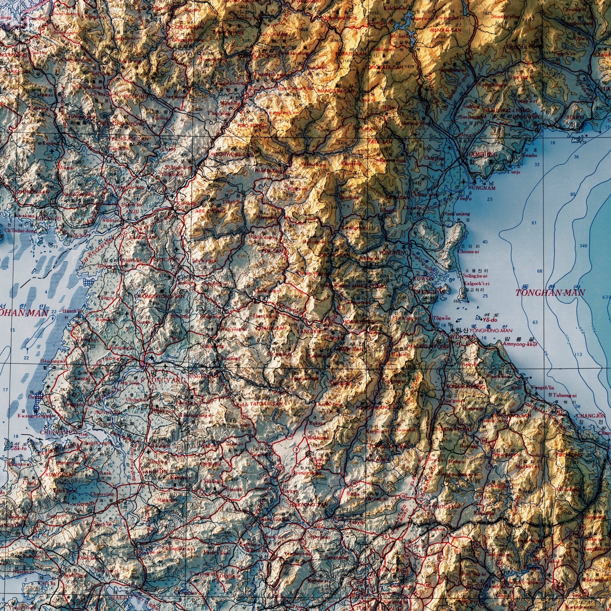 Korea 1966 Shaded Relief Map - Muir Way - Vintage Relief
