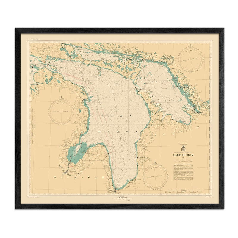 Lake Huron Nautical Chart 1940 - Muir Way - Vintage Map