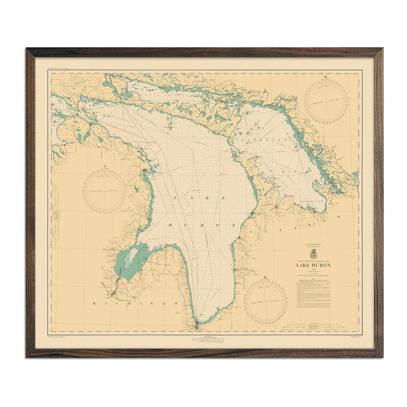 Lake Huron Nautical Chart 1940 - Muir Way - Vintage Map