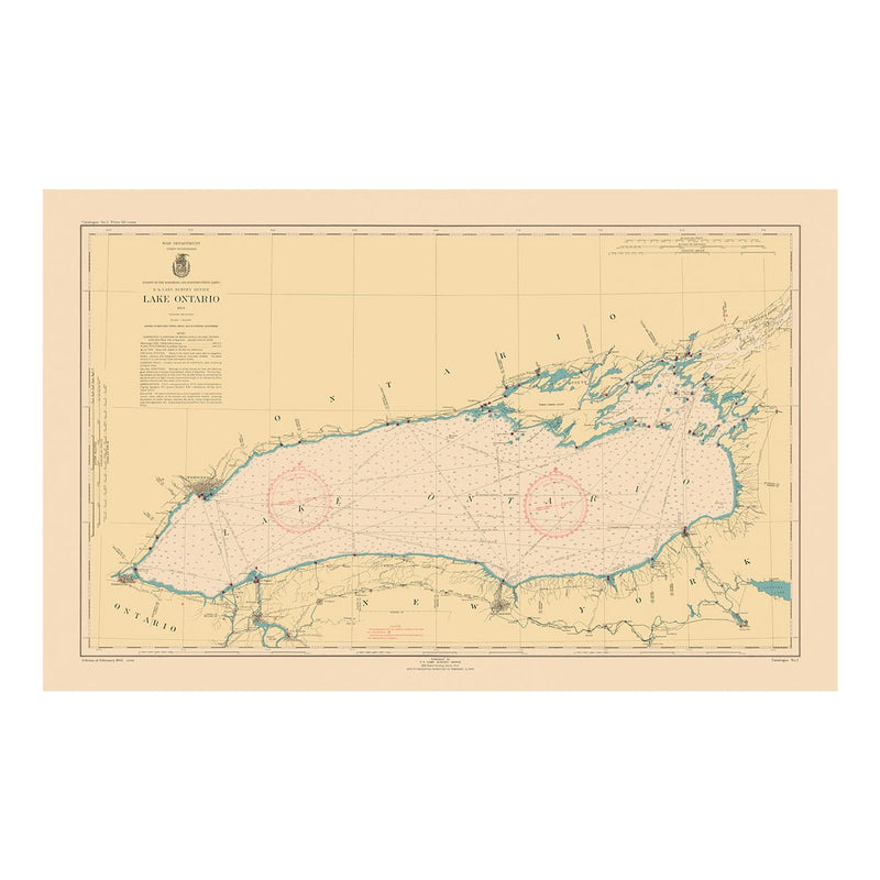 Lake Ontario Nautical Chart 1945 - Muir Way - Vintage Map
