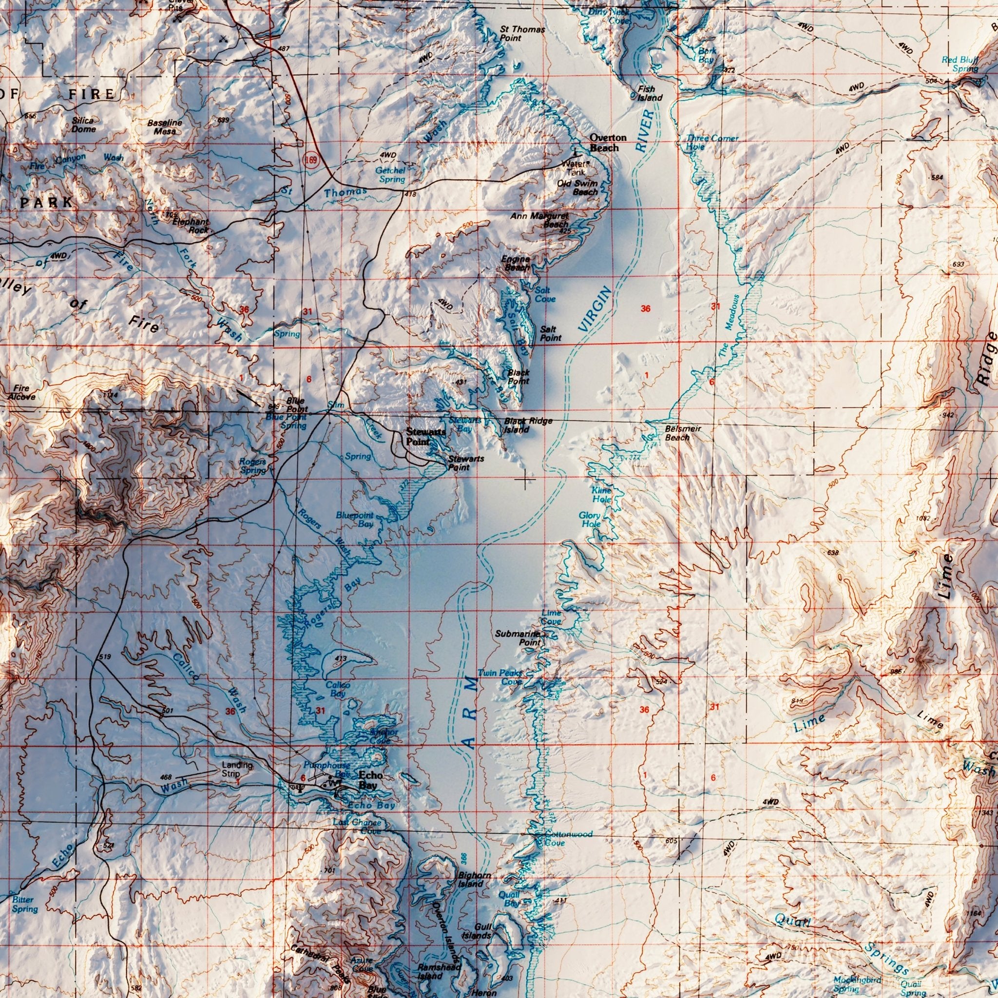 ぴあマップ　1987 Lake Mead 1987 Relief Map | Vintage 3D Wall Art – Muir Way