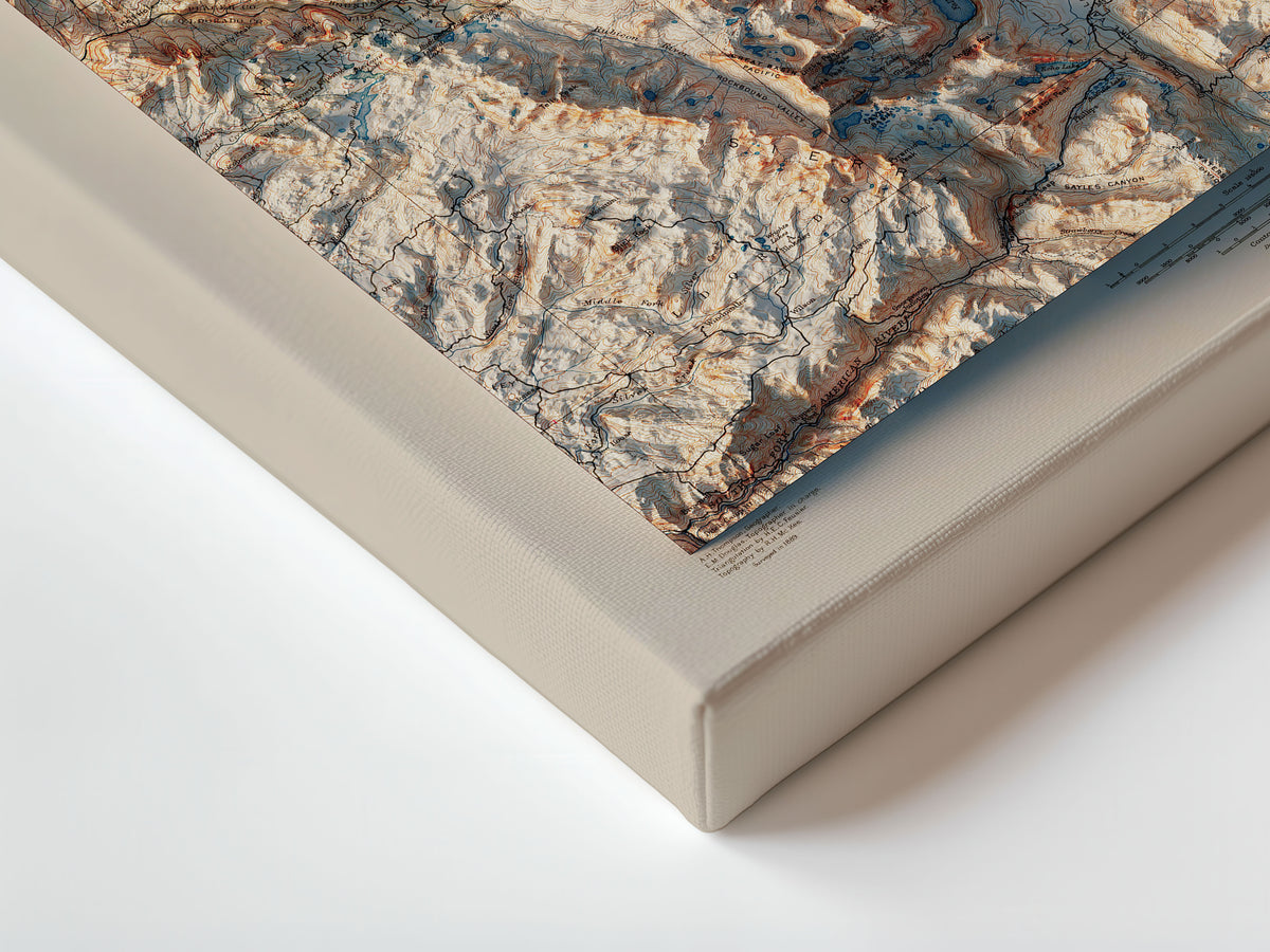 Lake Tahoe 1895 Shaded Relief Map – XL Canvas - Muir Way - XL Canvas