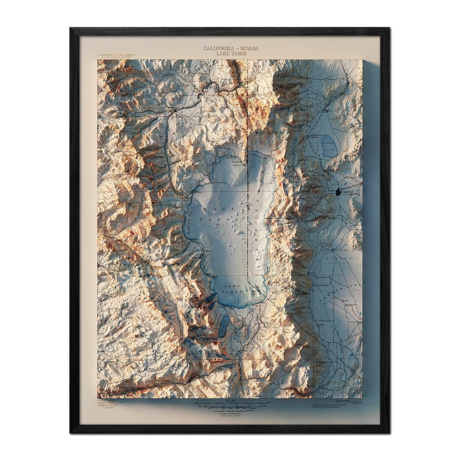 Lake Tahoe 1895 Shaded Relief Map – Muir Way