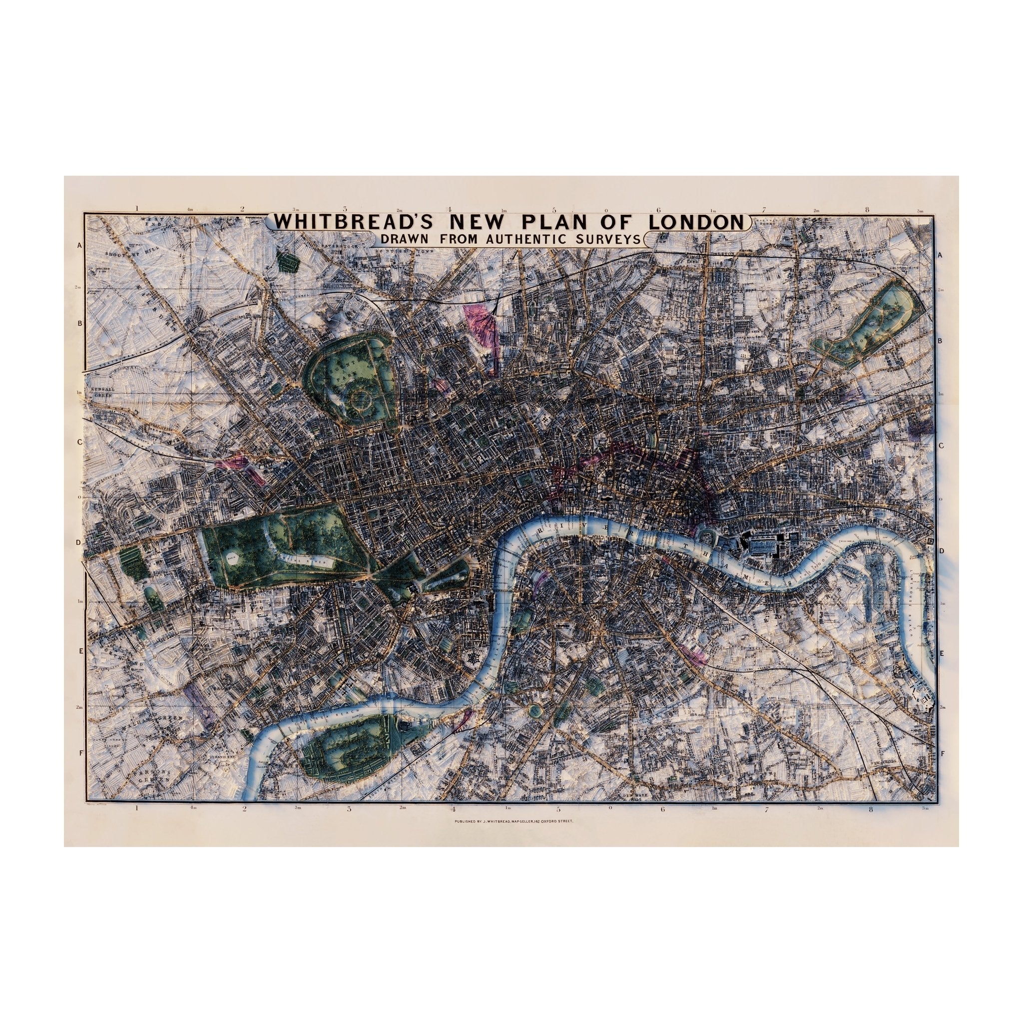 London - Whitbread's New Plan 1853 Shaded Relief Map - Muir Way - Vintage Relief