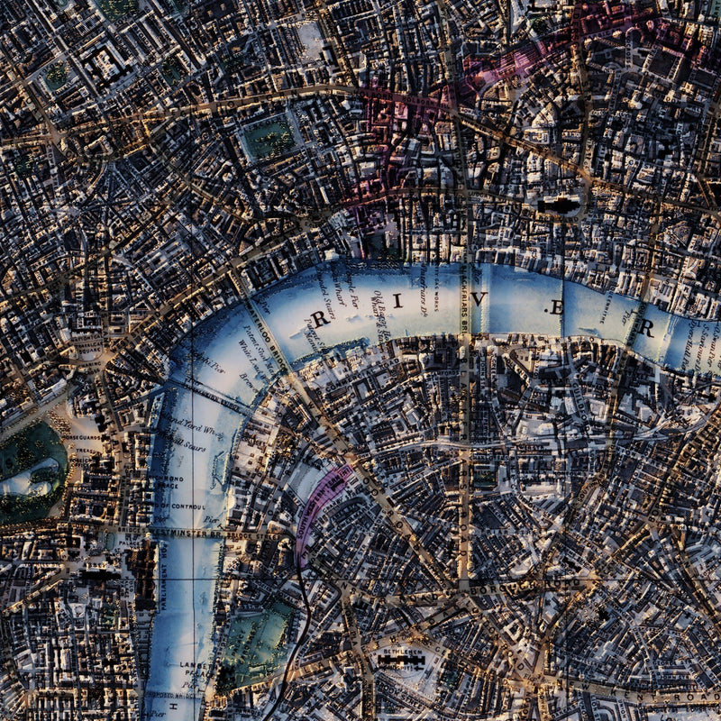 London - Whitbread's New Plan 1853 Shaded Relief Map - Muir Way - Vintage Relief