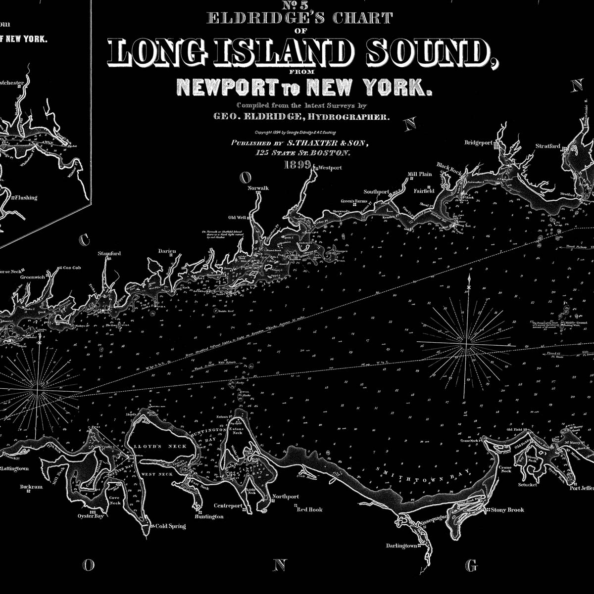 Long Island Sound Nautical Chart 1899 Muir Way