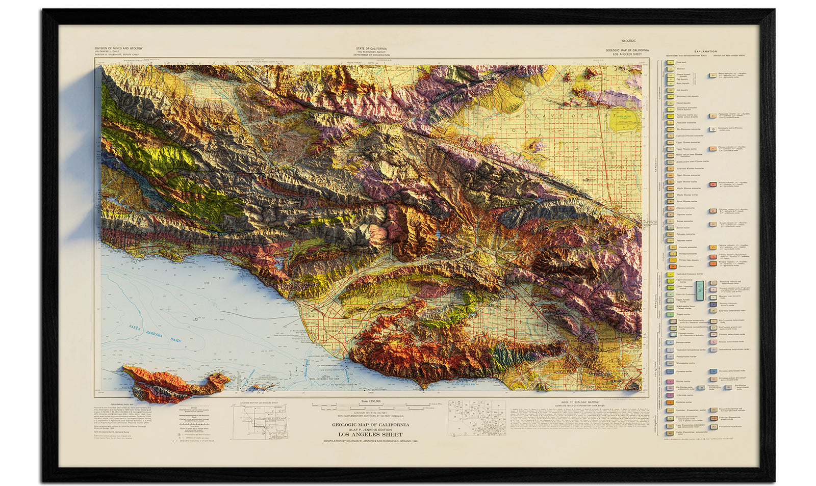 Vintage Los Angeles Relief Map - 1969