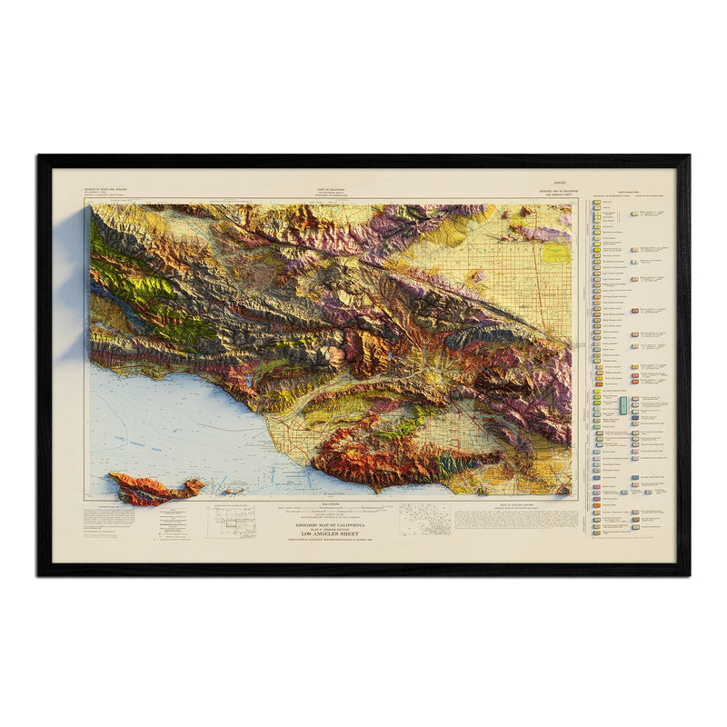 Los Angeles, California 1969 Shaded Relief Map - Muir Way - Vintage Relief