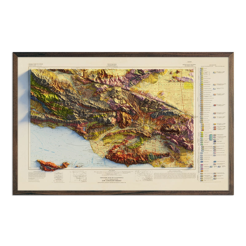 Los Angeles, California 1969 Shaded Relief Map - Muir Way - Vintage Relief