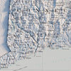 Massachusetts, Rhode Island, and Connecticut 1975 Shaded Relief Map