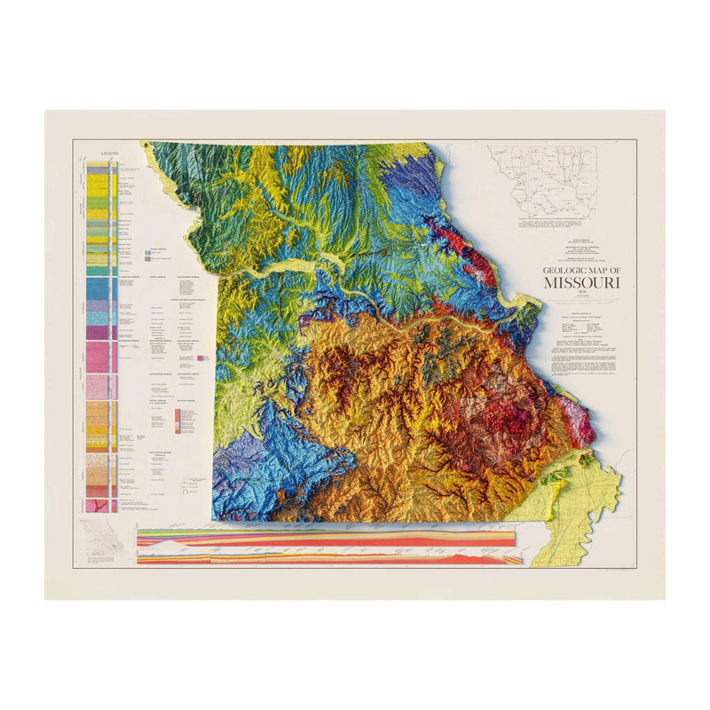 Missouri 1979 Shaded Relief Map - Muir Way - Vintage Relief